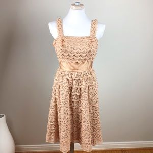 Vintage 40s 50s Tiered Lace Dress with Satin Sash